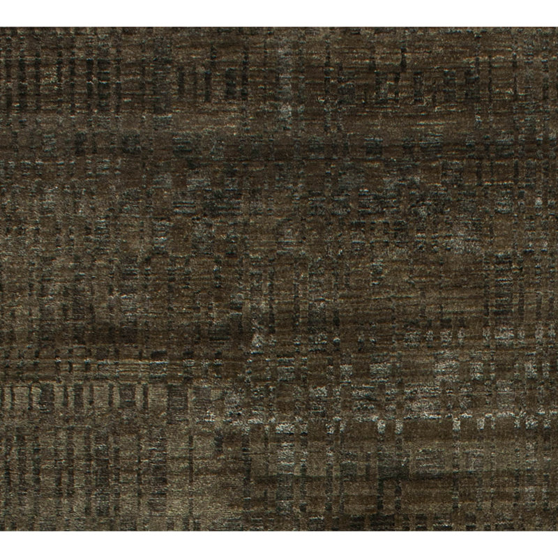 Hand Knotted Striped Area Rug in Brown, Rectangle 9' x 12'