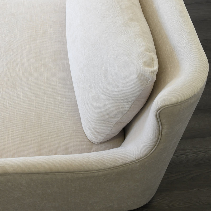 Kaleb 92.5'' White Velvet Upholstered Sofa