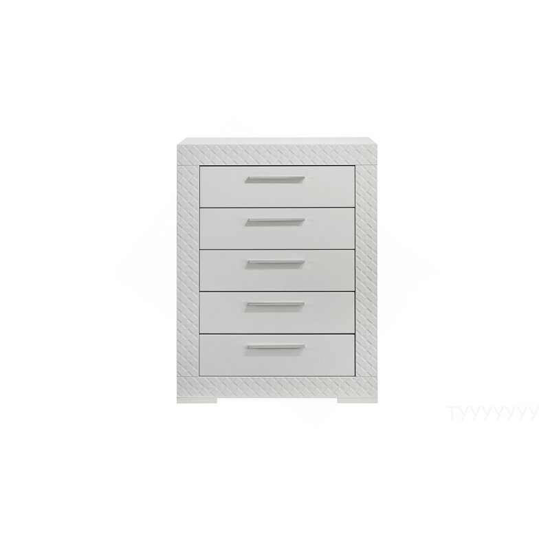Commode 5 tiroirs en bois blanc Blanca