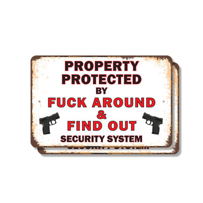 Property Protected by F Around and Find Out (2 Pack) 8 Inch x 12 Inch Plastic Sign