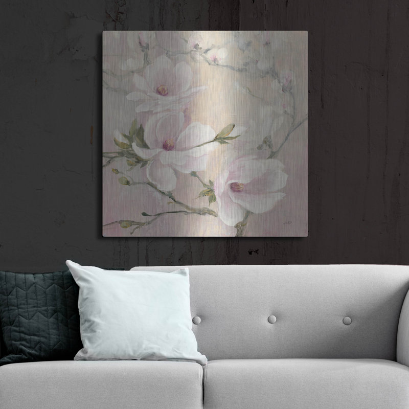 «Blush Magnolias» par Julia Purinton, art mural en métal, 36 po x 36 po