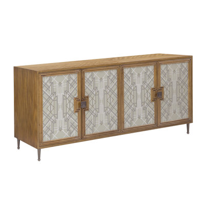 Mid-Century Modern Geometric Design 4 Door Credenza