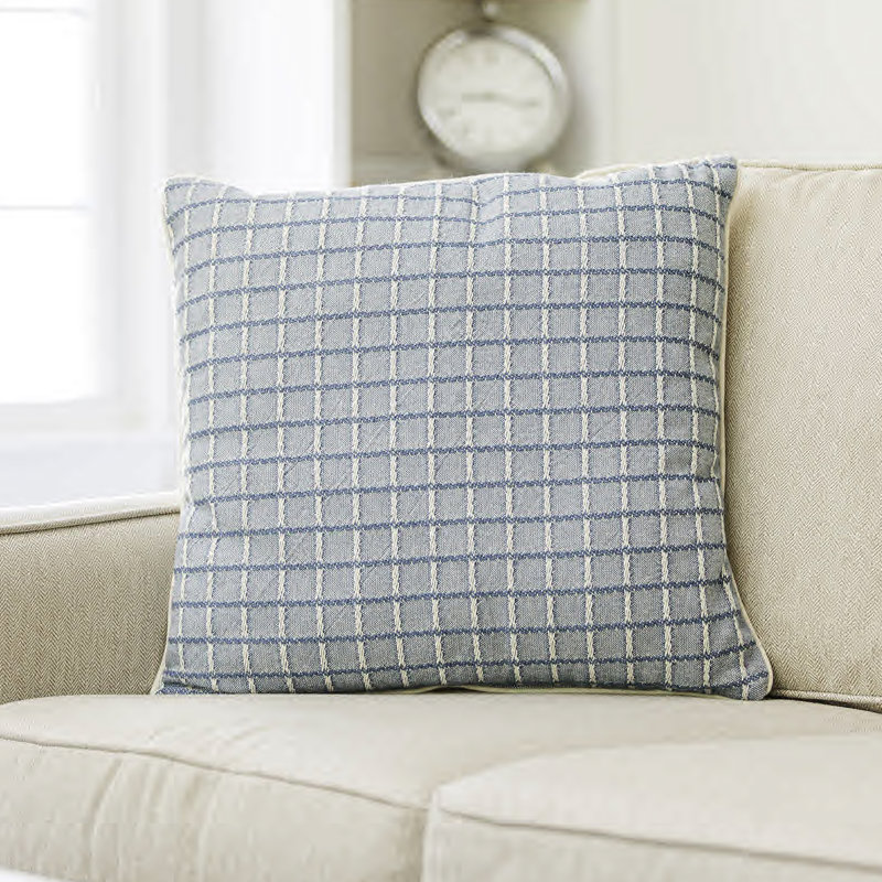 Woven Pillow, Blue Checkered