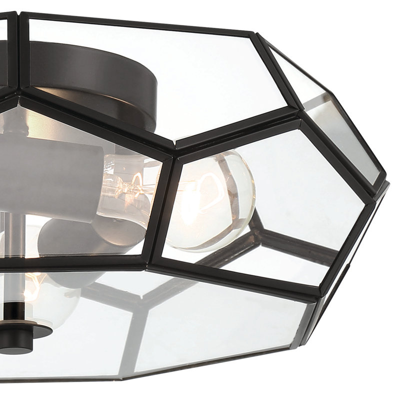 Plafonnier encastré géométrique unique / remarquable à 3 lumières de 15,75 po, Noir