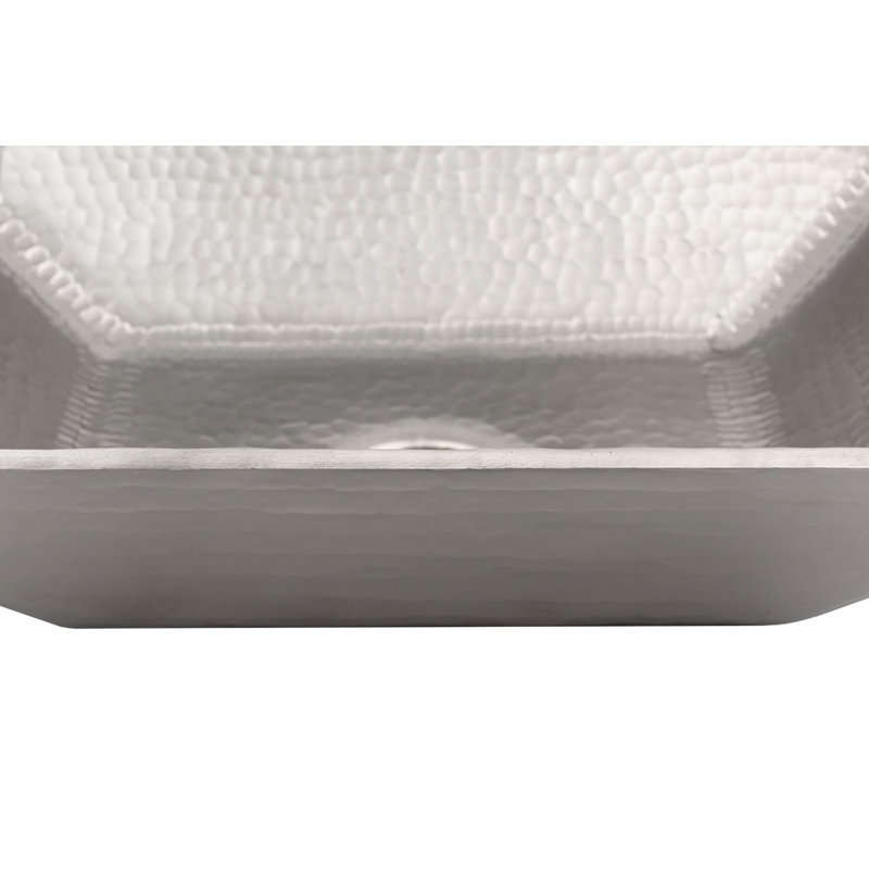 17" Modern Rectangle Hand Forged Old World Copper Vessel Sink in Nickel