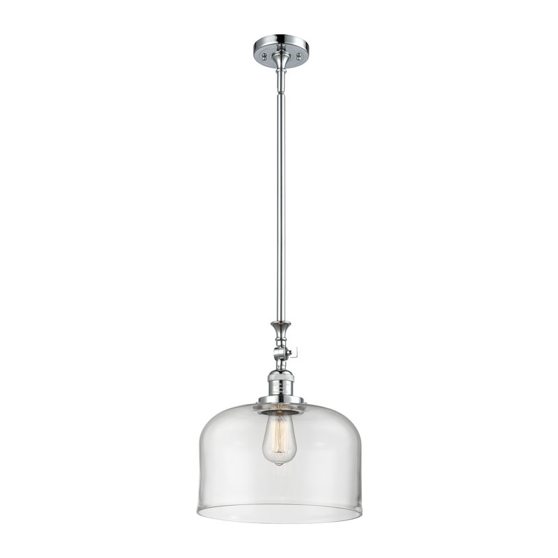 Hiers 1 - Light Single Pendant, Polished Chrome, Clear, 6 Watt Vinage LED Bulb