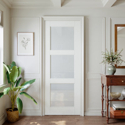 Porte standard à 3 panneaux en verre givré français