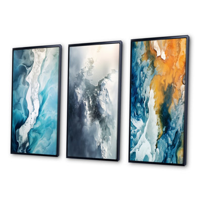 «Vue aérienne du paysage du glacier arctique», 3 pièces