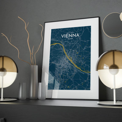Vienna City Map In Amuse - No Frame Print