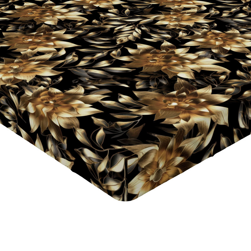 Drap-housse Ambesonne, Drap-housse de taille double, Ambre, jaune pâle, gris pâle / floral
