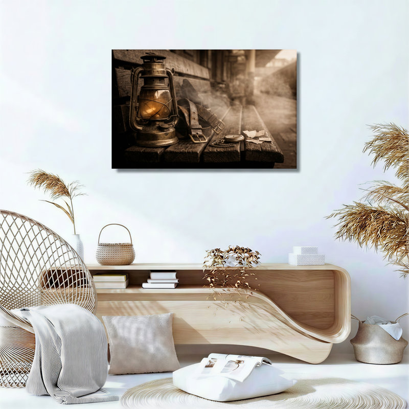 Ensemble de 1 tableau sur toile représentant une lanterne vintage, 12"H x 18"W, Wrapped Canvas