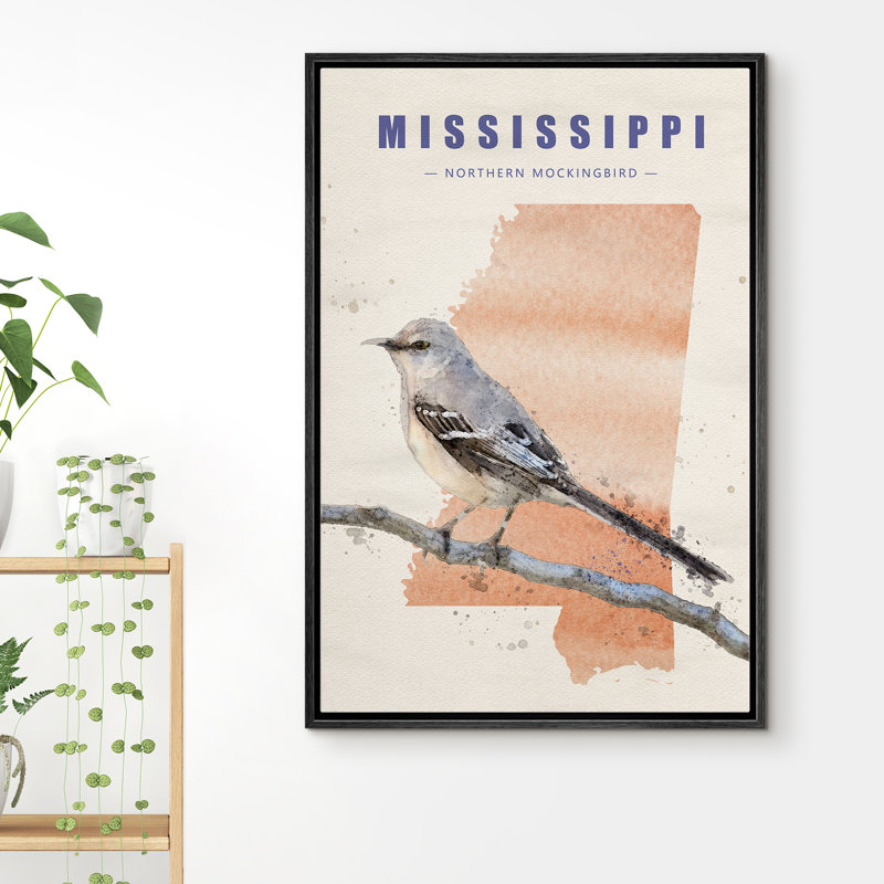 Oiseau moqueur gris du nord IDÉE4WALL Mississippi, Noir, H 36 po x l 24 po x P 1,5 po