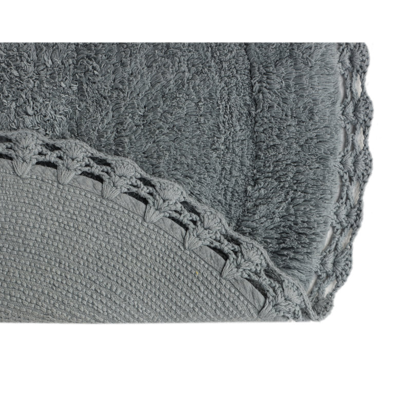 Sasuke 100% Cotton Non-Slip Bath Rug, Gray