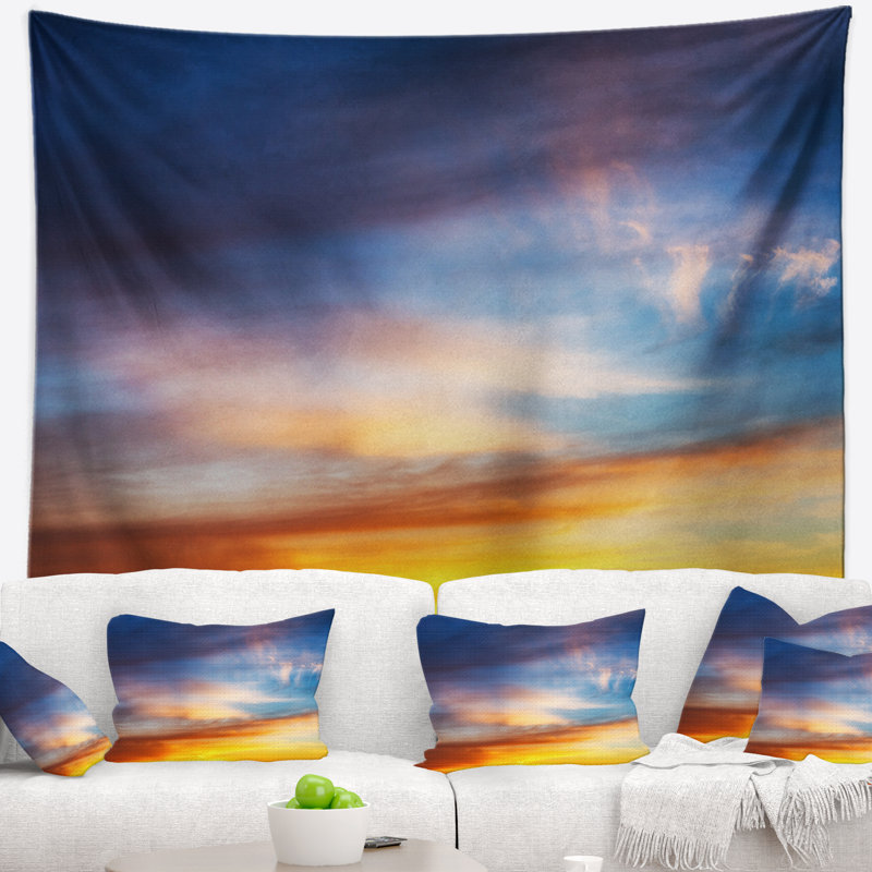 Tapisserie avec accessoires suspendus en tissu de mer de soleil, H 50 po x l 60 po