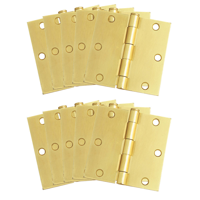 3-1/2 in. Butt Bearing 10 Door Hinges, Satin Brass