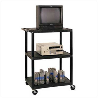 Luxor Black 48" Tall AV Cart with Electric Shelves