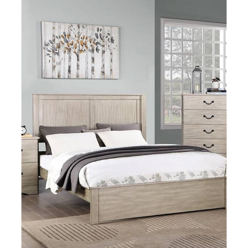Tête de lit à deux panneaux argent antique antique, très grand lit rustique, contreplaqué de bouleau plaqué, lit de style chambre à coucher avec espace