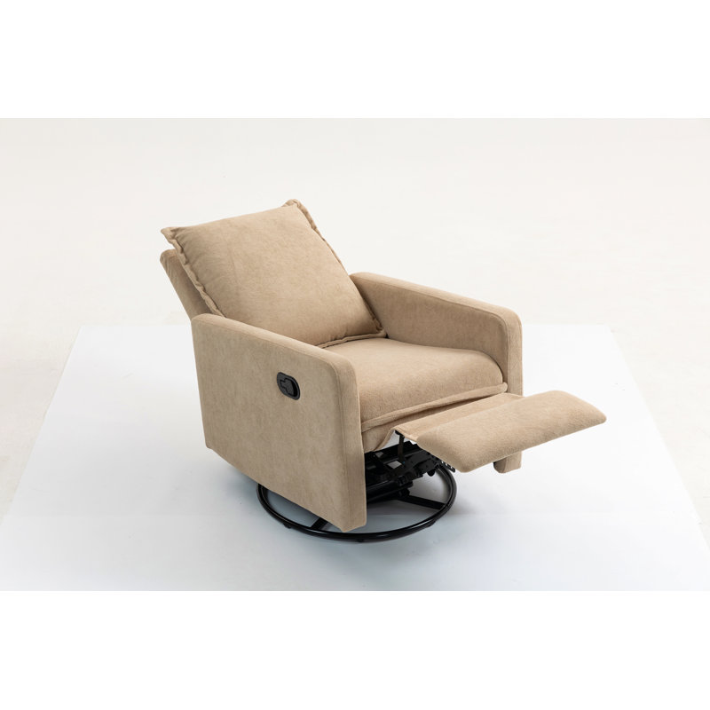 Swivel Rocker Recliner Chair with soft cushion, Camel
