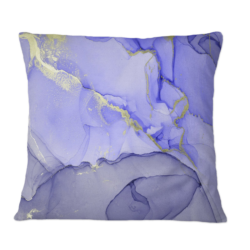 Mauve et bleu fluide, encre d'art II - Coussin décoratif imprimé moderne, 16 po x 16 po