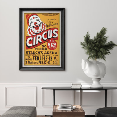 Vintage Circus Typography Poster Artwork, Retro Carnival Advertisement Pictures, Framed Canvas Giclee Print Wall Art