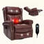 Fauteuil inclinable manuel à massage thermique avec chaise berçante et pivotante en cuir véritable pour le salon