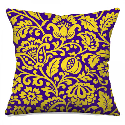 Floral Patterns Damask Linen Throw Pillow