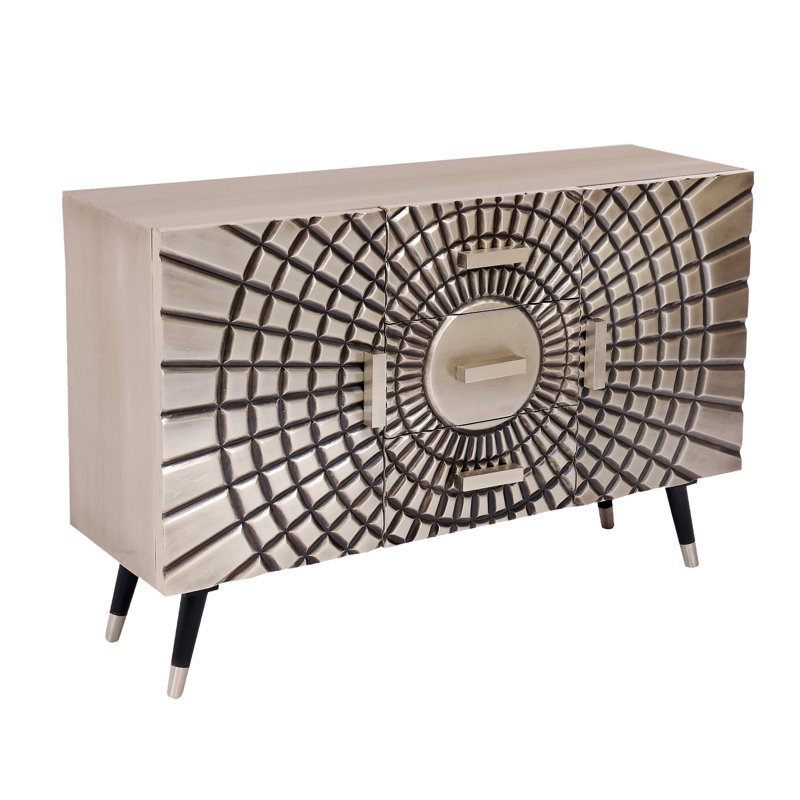 Armoire 2 portes 3 tiroirs Cahours, Silver