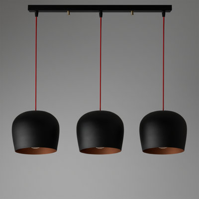 Luminaire suspendu pour îlot de cuisine moderne noir avec abat-jour dôme