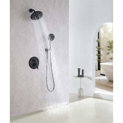 8 Inch Rain Shower System With 6 Modes Top Head & 8 Modes Handheld Shower - High Pressure Brass Valve