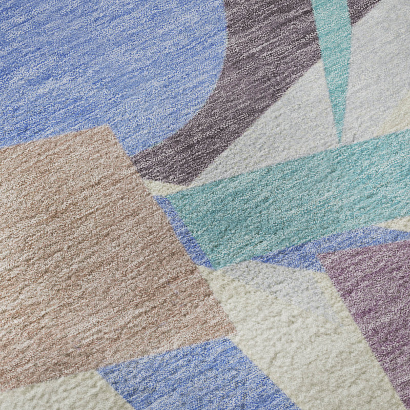 Premium Machine Washable Mehara AMF1693 Geometric Rug, Round 8'