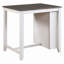 Ensemble de 3 tables à hauteur de comptoir de style transitionnel avec finition blanche et grise avec tablettes USB et 2 chaises à hauteur de comptoir rembourrées en tissu-1203183135