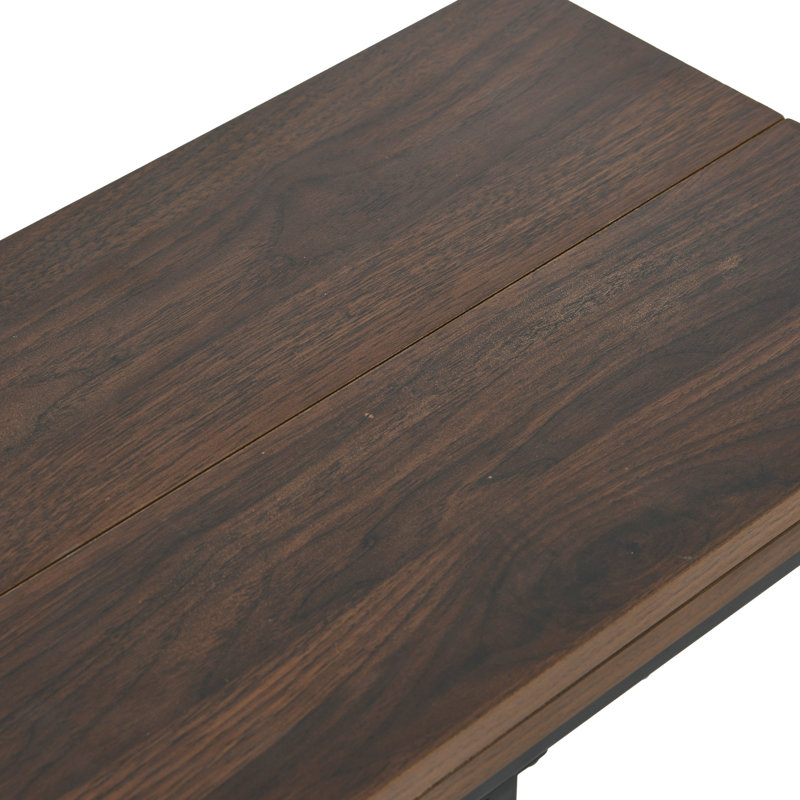 Walnut Foldout C Table with Iron Base, Walnut