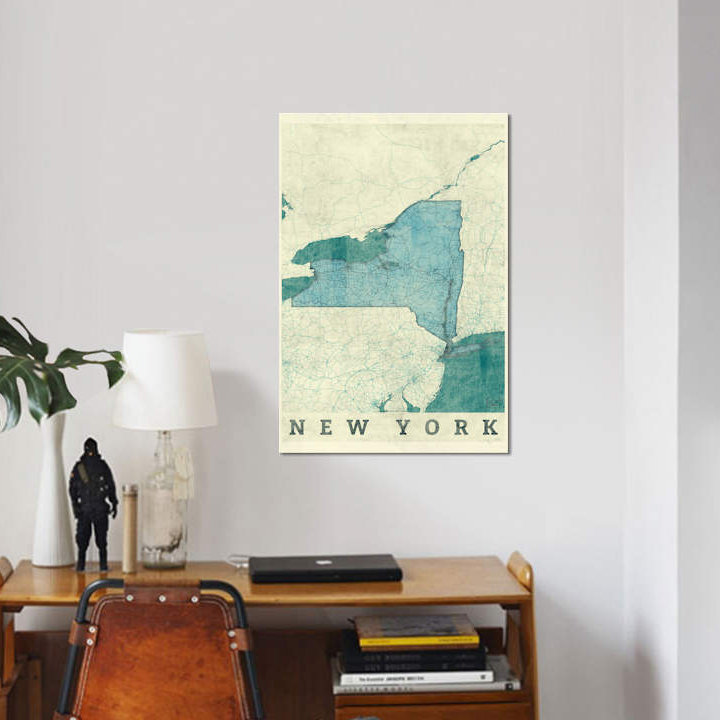 «New York Map», impression sur toile, H 18 po x l 12 po x P 1,5 po, Toile tendue, Pas de tapis