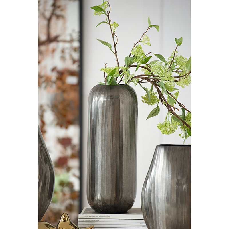 Aluminum Layered Chisel Oval Vase