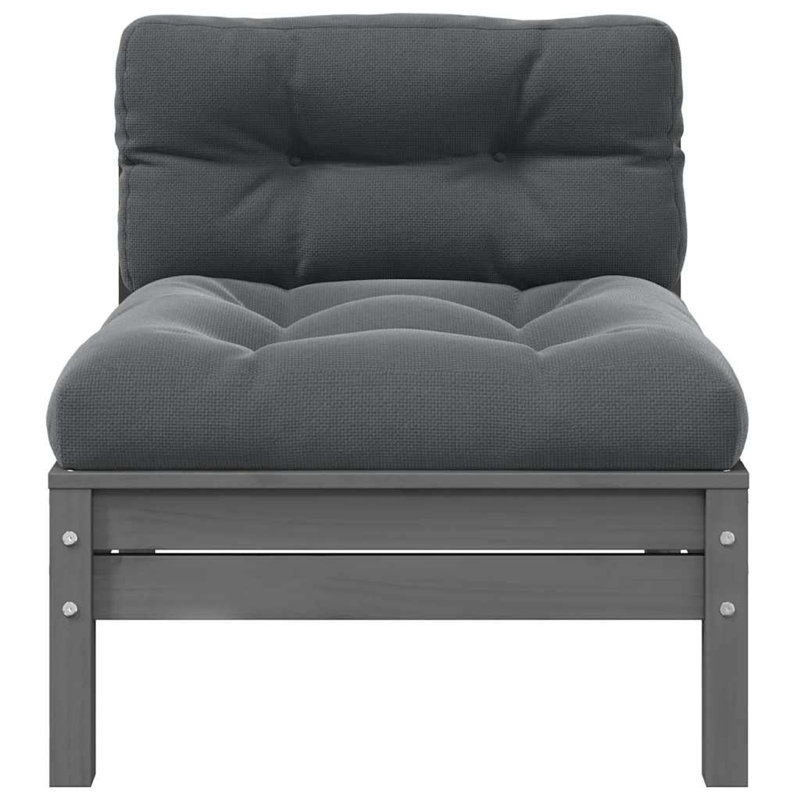 Fauteuil modulaire d'extérieur, bois de pin gris, capitonné 25 po