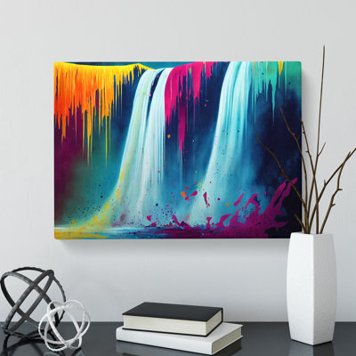XXX-H1022-WF-10091X Waterfall Paint Splatter Vol.4 Abstract - Wrapped Canvas Painting
