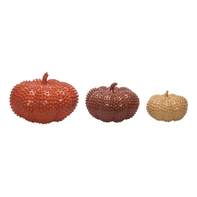 Ophelia & Co., ensemble de 3 citrouilles cloutées multicolores en résine 9,6 po