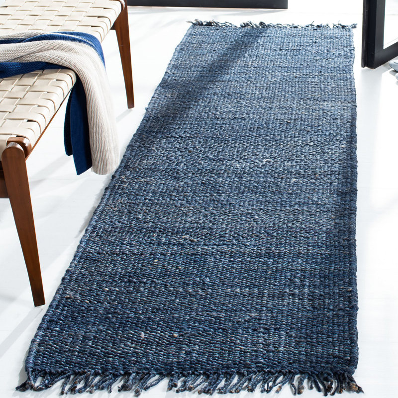 Natural Fiber Three Hundred Sixty Eight Area Rug In Navy, Runner 2'6" x 8'