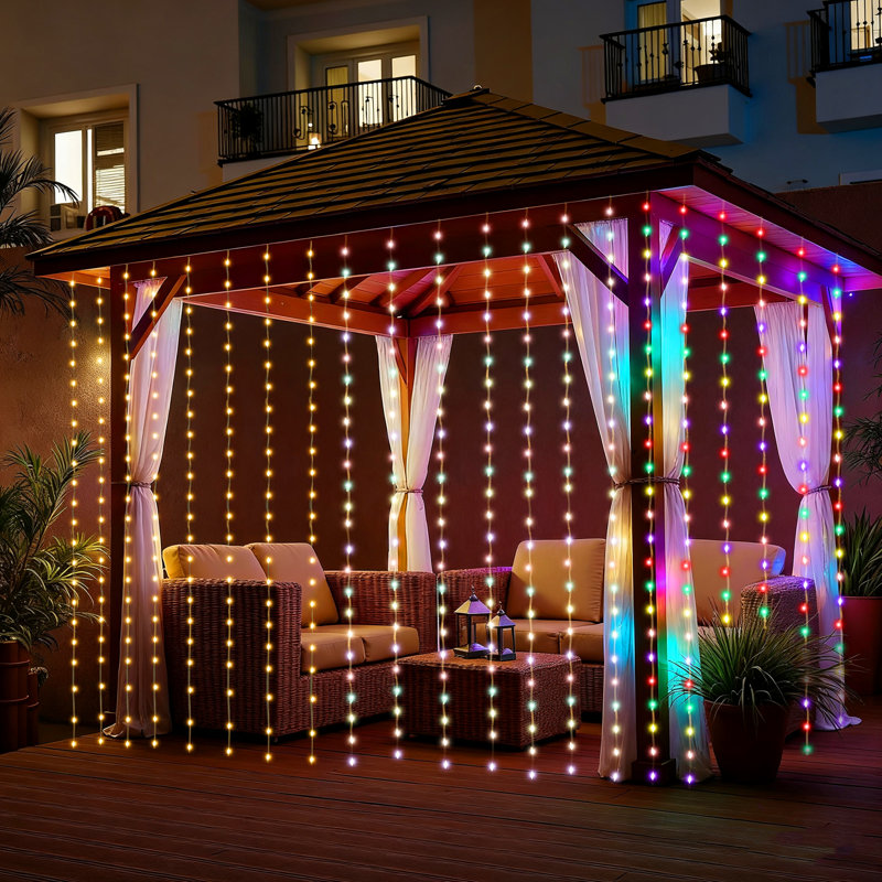 Guirlande de lumières de couleur blanc chaud + RVB multicolore avec télécommande, 300 DEL, 10 pi x 10 pi