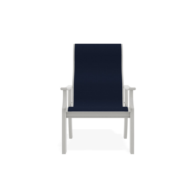 St. Catherine Sling Marine Grade Polymer Supreme Arm Chair, Snow, Sky