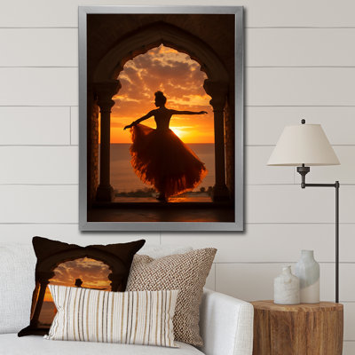 «Elegant Dancing Sunset Silhouette I», reproduction sur toile