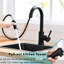 Robinet de salle de bain noir rétractable - pivotant à 360 °, poignée simple, robinets modernes en acier inoxydable pour évier de cuisine avec douchette en céramique
