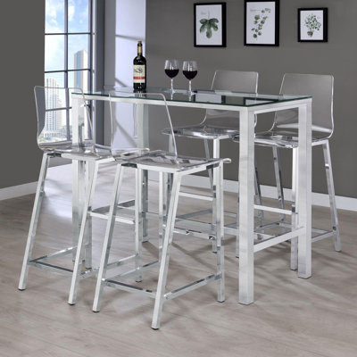 5 - Piece Bar Set in Clear and Silver