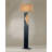Half Moon Floor Lamp with Nightlight - Dark Brown, Etruscan Gold Linen Shade