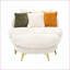 Canapé-causeuse moderne de 65 pouces de style Mid-Century avec 3 coussins pour le bureau d'un appartement | Beige | Velours côtelé-1130763565