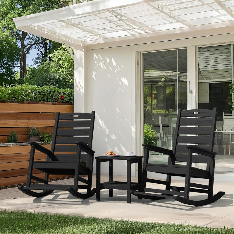 Chaise berçante en PEHD Adirondack, Noir