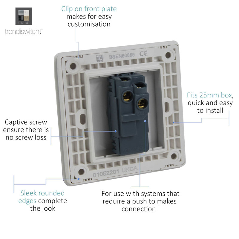 Trendi Switch 1 Gang Retractive Doorbell Switch