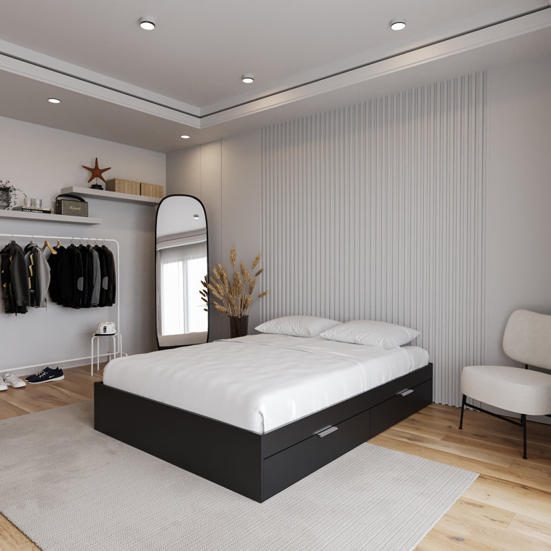 Platform Storage Bed, Queen, Black
