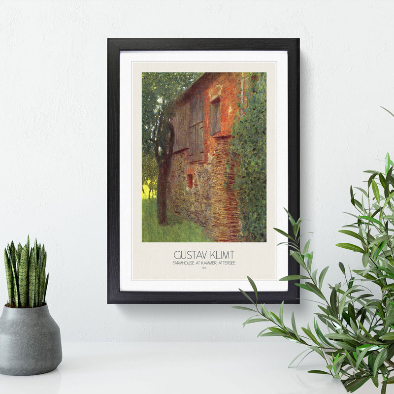 Farmhouse at Kammer with Border by Gustav Klimt - Framed Print, 48cm H x 36cm W x 2cm D, Black Framed