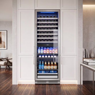 Yeego Dual‑Zone 23.4" 77 Bottles & 182 Cans Wine and Beverage Refrigerator, Variable‑Frequency Cooling, Double‑Paned Low‑E Argon‑Filled Glass Door, Energy Star Certified, Freestanding & Built‑in Cooler